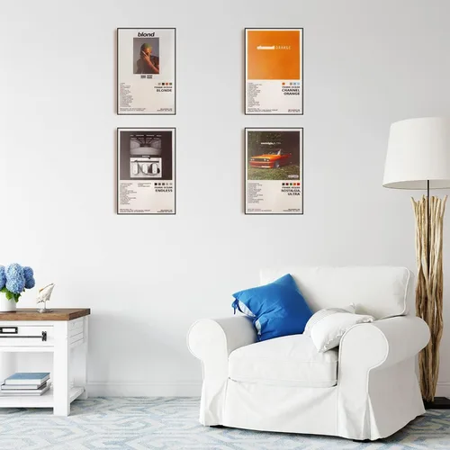 Vista 5 de ManRule Frank Ocean Posters Set de 4 carteles de portada de álbum 8 por 12 pulgadas Carteles de música para estética de habitación Arte de pared