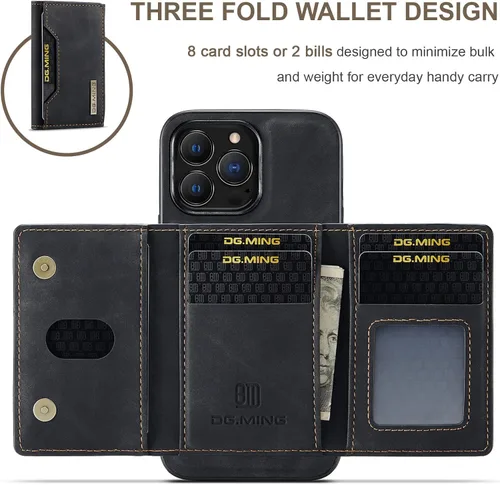 Vista 4 de Fundas de cuero tipo cartera para teléfono compatibles con iPhone 14 Pro Max con tarjetero para hombres de 6.7 pulgadas, contraportada desmontable 2