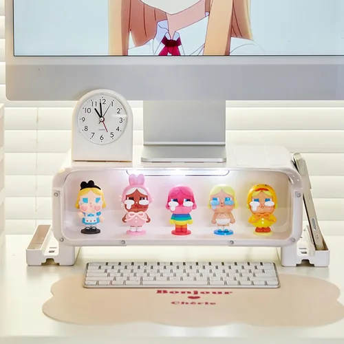 Vista 2 de Soporte Elevador para Monitor Pequeño, Soporte para Monitor de Computadora con Cajón y Minifiguras de Exhibición, Soporte de Escritorio