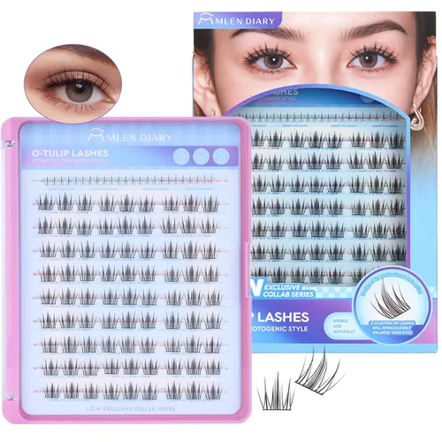 Vista 26 de MLEN DIARY Kit de 80 racimos de pestañas naturales, rizo C, kit de extensiones de pestañas con pinzas removedoras de pestañas de 0.335-0.492 in