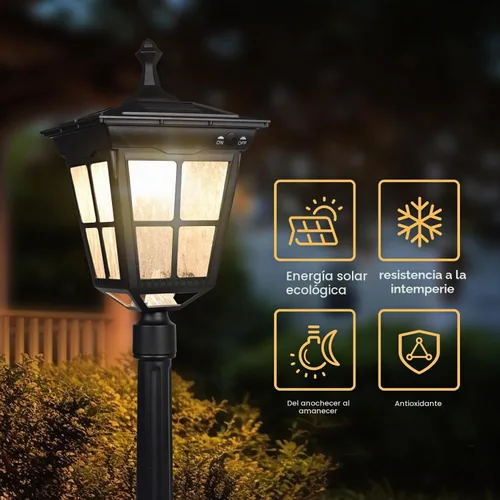 Vista 3 de ST4311AC - Lámpara de poste solar brillante para exteriores del atardecer al amanecer, funciona con energía solar para patio, jardín, terraza
