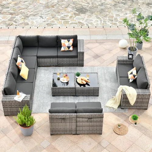 Vista 42 de HOOOWOOO Outdoor Patio Sectional Furniture Sofa Set with Widened Armrest,6 Piece Small Modern Wicker Couch,Modular L Shaped Conversation Seating Set