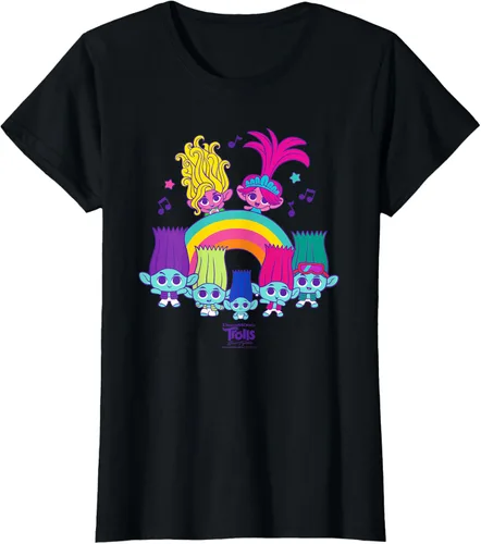 Vista 30 de Camiseta DreamWorks Trolls Band Together BroZone Poppy Viva Rainbow Negro