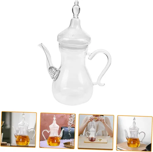 Vista 4 de Alipis Dispensador de vino transparente para la noche, oficina de vino para mano, borosilicato turco con calentador casero retro, hotel, café, mango