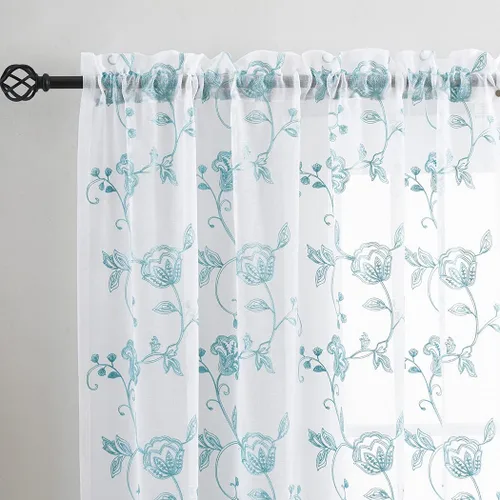 Vista 25 de MYSTIC-HOME Juego de cortinas de niveles transparentes blancas para cocina de 24 pulgadas de largo, tratamiento de cortinas para ventanas pequeñas