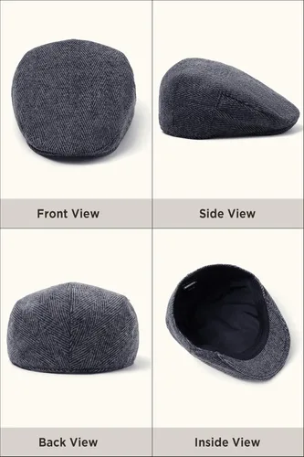 Vista 2 de BABEYOND Gorra plana para hombre, sombreros de taxi de tweed de espiga para hombre, sombreros de conducción irlandesa de los años 20, sombrero