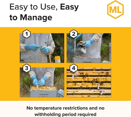 Vista 6 de Mann Lake Apivar 2.0 Varroa - Tiras de tratamiento de ácaros, control Varroa para primavera y otoño, longitudes de tira adaptables para múltiples