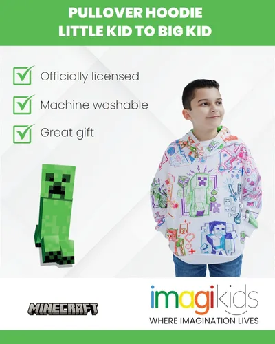 Vista 4 de Minecraft Sudadera con capucha de forro polar para niños pequeños a niños grandes (4-18-20)