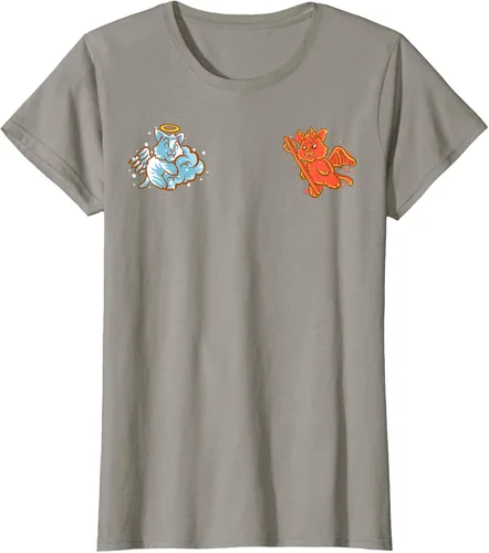 Vista 54 de Camiseta de gato ángel y diablo sentado en tu hombro Nerd Kitten, Negro