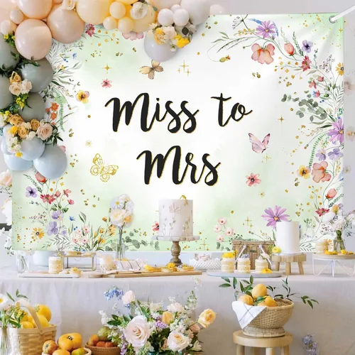Vista 7 de AIBIIN Fondo floral de 7 x 5 pies con diseño de flores silvestres para despedida de soltera, decoración de fiesta de boda, decoración de fiesta