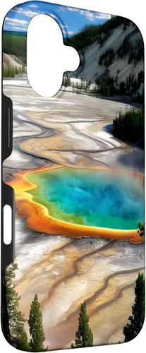 Vista 3 de Funda de vacaciones de verano para iPhone 16 Yellowstone National Park Rainbow geysers