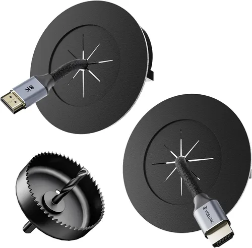 Vista 10 de VCELINK Kit de gestión de cables en pared, mini cable de pared de 2.44" (62 mm) para cables de TV/coaxial/HDMI/altavoces, incluye 2 pasos, soportes