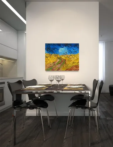 Vista 2 de IPIC - Campo de trigo con cuervos, reproducción artística de Vincent Van Gogh. Lienzo de giclée para decoración del hogar 10#F (20 x 16)