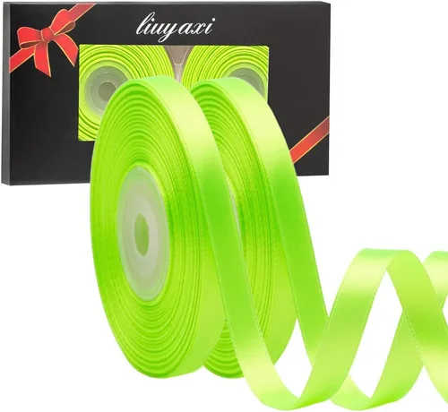Vista 14 de Cinta de satén verde manzana de doble cara de color sólido de 1/2 pulgada x 25 yardas, cintas perfectas para manualidades, decoración de bodas