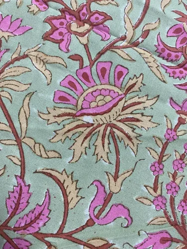 Vista 163 de Ridhi Mantel redondo estampado a mano color rosa flamenco 110 pulgadas 100%