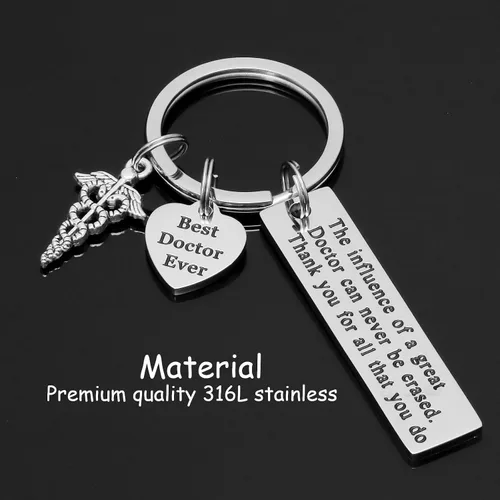 Vista 2 de Kivosliviz Llavero de regalo para hombres, mujeres, médicos, llavero para el día del médico, joyería con dije de Dr