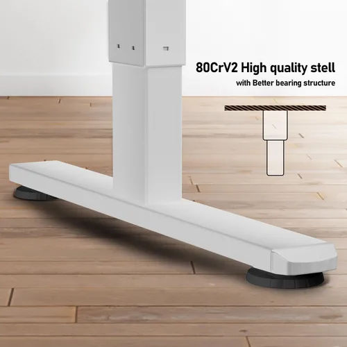 Vista 7 de Escritorio eléctrico de altura ajustable, escritorio de pie sentado de 48 x 24 pulgadas, escritorio ergonómico para computadora con 2 ganchos