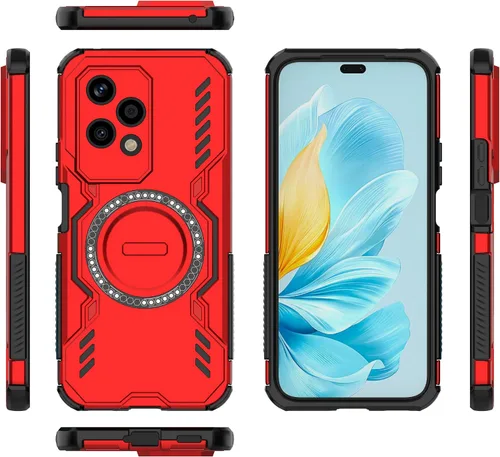 Vista 70 de Funda compatible con Motorola Edge 50, compatible con carga inalámbrica MagSafe [PC + TPU] 2 en 1 funda magnética protectora anticaída para Rojo