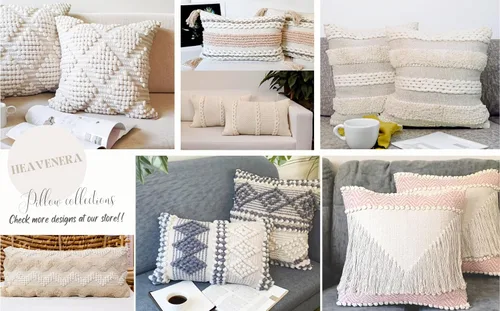 Vista 7 de Juego de 1 funda de almohada lumbar bohemia de 14 x 32 pulgadas, fundas de cojín decorativas tejidas a mano con textura para sofá cama, fundas
