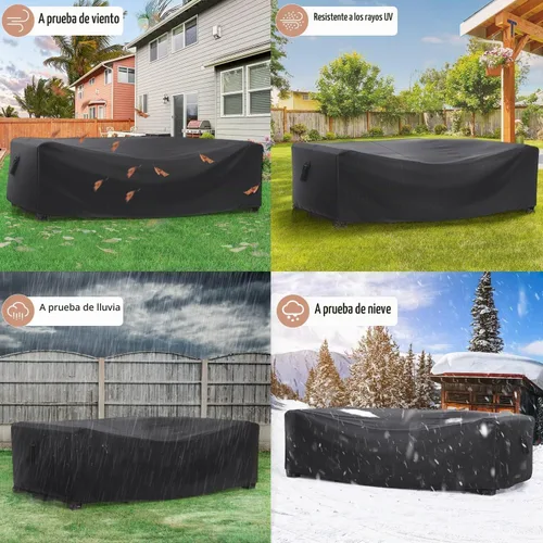Vista 6 de Mrrihand Funda para Juego de Muebles de Patio Impermeable, Funda para Juego de Sofá Seccional de Exterior de Servicio Pesado 600D Funda para Juego