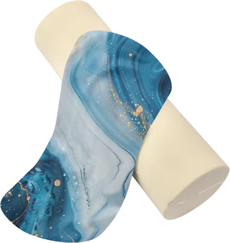 Vista 2 de Abstract Blue White Marble Cervical Neck Roll Pillow - Bolster Memory Foam Pillow for Neck Pain Relief, 5.5 x 17 Inch Cylinder Pillow, Perfect
