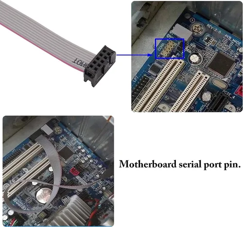 Vista 4 de 1 puerto DB9 RS232 Serial Port Bracket a 10 pin HeaderRibbon adaptador de conector de cable, DB9 Serial macho a 10P Placa base de montaje en panel