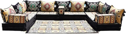 Vista 10 de arabicsofa Sofá de suelo en forma de L de 4 pulgadas de grosor, asiento, almohada de suelo, juego de sofá seccional, muebles de patio, majlis árabe