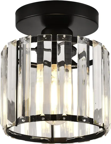 Vista 8 de Lámpara de techo de cristal, lámpara de techo semiempotrada de cristal dorado para dormitorio, cocina, pasillo, entrada, balcón, comedor, sala