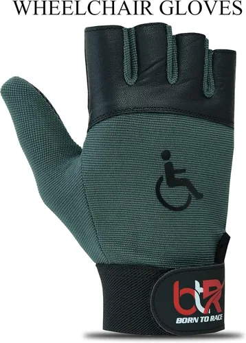 Vista 4 de BTR Guantes para Silla de Ruedas para Hombres y Mujeres Guantes para Movilidad y Discapacidad con Diseño Transpirable, Ligero, Agarre Negro