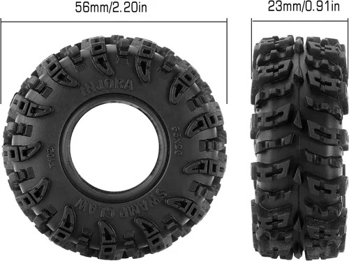 Vista 6 de INJORA Neumáticos 1.0 - S5 Swamp Claw Mud Terrain Neumáticos para TRX4M AX24 SCX24 FCX24 1/18 1/24 RC Crawler Car, 2.205 x 0.906 in, T1021