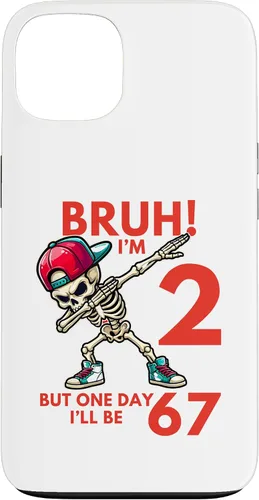 Vista 7 de Bruh I'm 2 But One-Day I'll Be 67 Retro 2nd Birthday Kids Case for iPhone XR