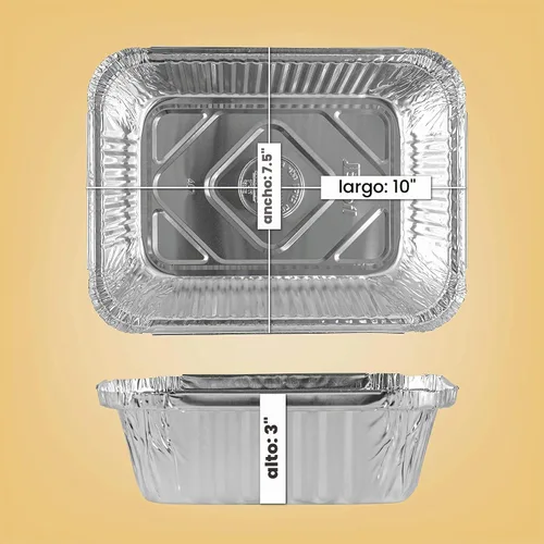 Vista 2 de PLASTICPRO Moldes desechables de papel de aluminio para llevar de 5 LB de 7'' X 10'' X 3'' pulgadas, moldes para hornear - utensilios de cocina