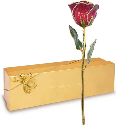 Vista 14 de Forever Rose Sumergido a mano en oro de 24 quilates, piedra natal de junio Perla de junio
