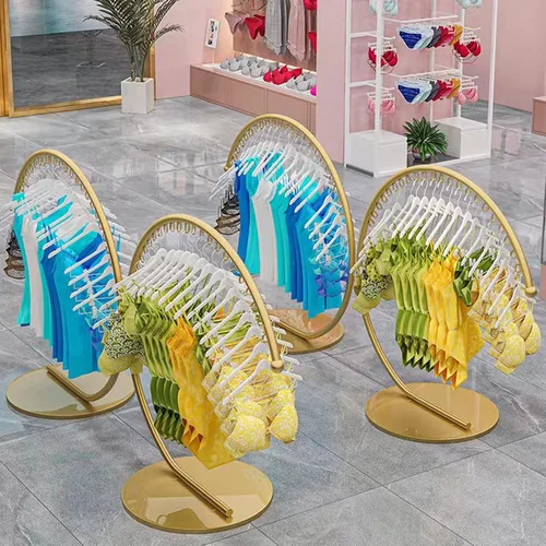 Vista 5 de Boutique Display - Perchero de ropa portátil resistente, estante de ropa de metal de grado comercial con base estable para colgar ropa (oro, 59.1 in)