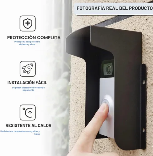 Vista 3 de Cubierta de lluvia para timbre de puerta, antirreflejos, de acero, con bloqueo de clima, protección solar para la mayoría de timbres de video