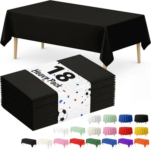 Vista 25 de Fixwal Mantel de plástico negro desechable de 54 x 108 pulgadas, mantel rectangular impermeable, paquete de 5 para graduación, decoración de fiesta