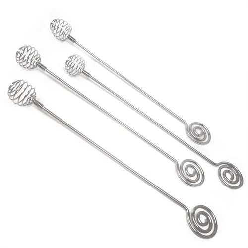 Vista 3 de Honbay 4 unidades de acero inoxidable miel Dipper palitos de miel cucharas de miel cucharas mezcladoras para miel derretida albúmina de chocolate