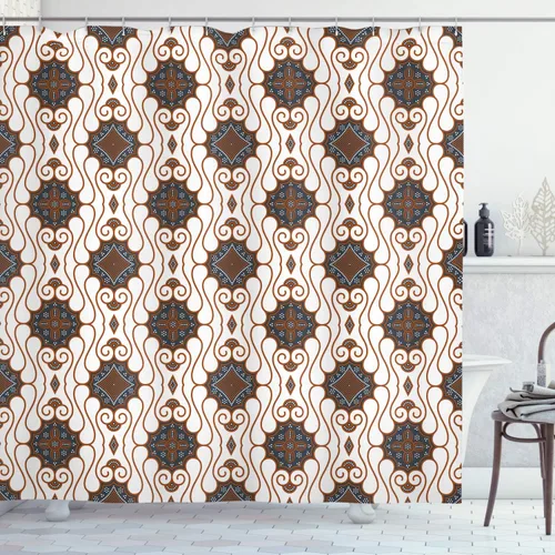 Vista 17 de Ambesonne set de cortina para baño decorativa de tela de poliéster con ganchos