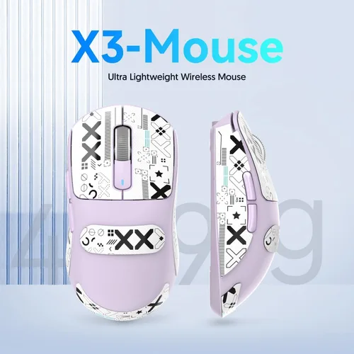 Vista 2 de ATTACK SHARK X3 Mouse inalámbrico para juegos, 1.73 oz Bluetooth2.4GUSB-C, mouse ergonómico para computadora, sensor PAW3395 26K DPI, duración