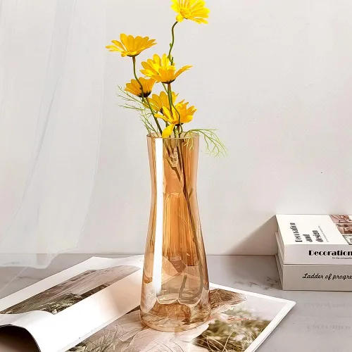 Vista 2 de Aoderun Florero para decoración de 10 pulgadas de cristal transparente para centros de mesa, jarrones grandes para flores, flores secas, decoración