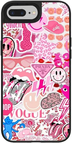 Vista 30 de Funda para iPhone 7 Plus/8 Plus, diseño moderno y estético de playa costera, parte trasera de policarbonato duro brillante, parachoques de TPU