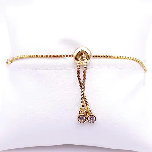 Vista 4 de LESLIE BOULES Pulsera multicolor con diseño de mal de ojo, chapada en oro de 18 quilates, joyería de protección de cadena ajustable, Vidrio, Chapado