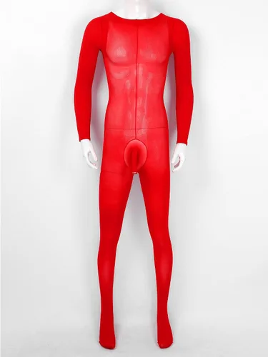 Vista 3 de Loloda Medias de malla transparente para hombre, medias de cuerpo completo, ropa interior abierta