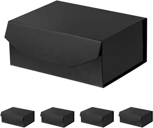Vista 52 de 1 paquete de caja de regalo negra con tapas, pequeña de 12 x 8 x 2.7 pulgadas, cajas de regalo para ropa, cajas de regalo para camisas con cinta