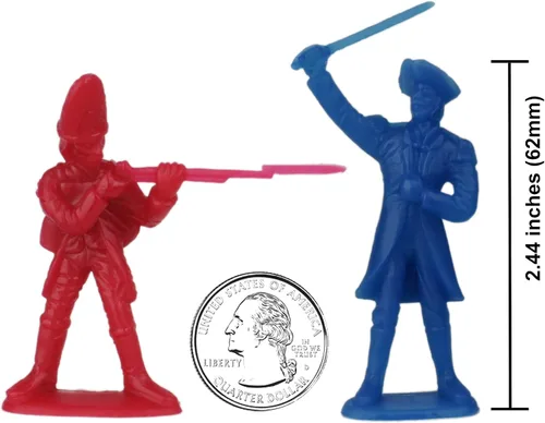 Vista 2 de BMC Revolutionary War Army Men de plástico – 34 soldados británicos, americanos y franceses