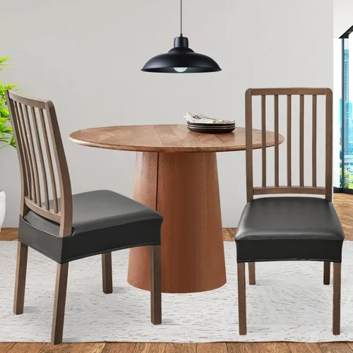 Vista 2 de FUANGUI Fundas para Silla de Comedor, Juego de 2, de PU de Cuero Elástico Resistente al Agua, Fundas Deslizables para Asiento de Silla Suave
