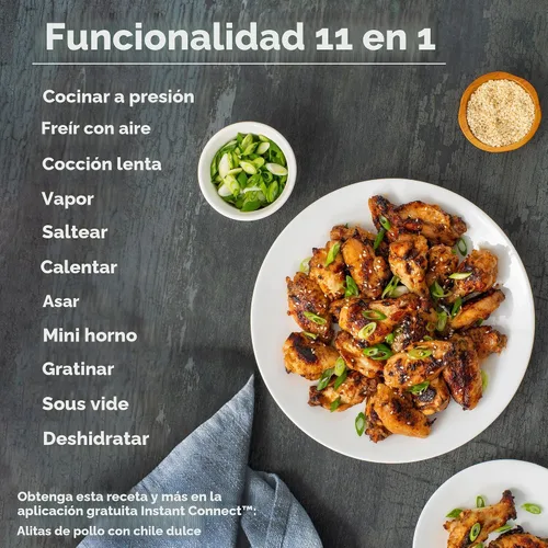 Vista 4 de Instant Pot Duo Crisp - Freidora de aire y olla a presión eléctrica combo 11 en 1 con tapas multicocina que fríe al aire, vaporiza, cocina lenta