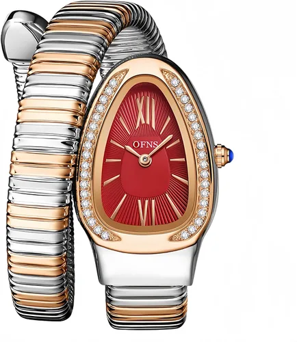 Vista 9 de OFNS Relojes de Serpiente para Mujeres Reloj de Pulsera Tipo Brazalete de Lujo con Forma de Serpiente con Diamantes de Cuarzo Esfera con Números