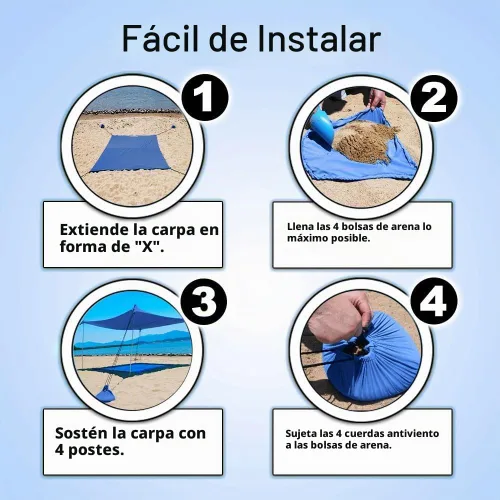 Vista 3 de EasierHike Tienda de campaña para playa, toldo de playa portátil de 10 x 10 pies, fácil de desplegar, refugio de protección solar UPF50+, resistente