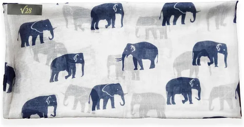 Vista 27 de V28 Hermosa bufanda larga y suave con estampado de elefante azul - grande